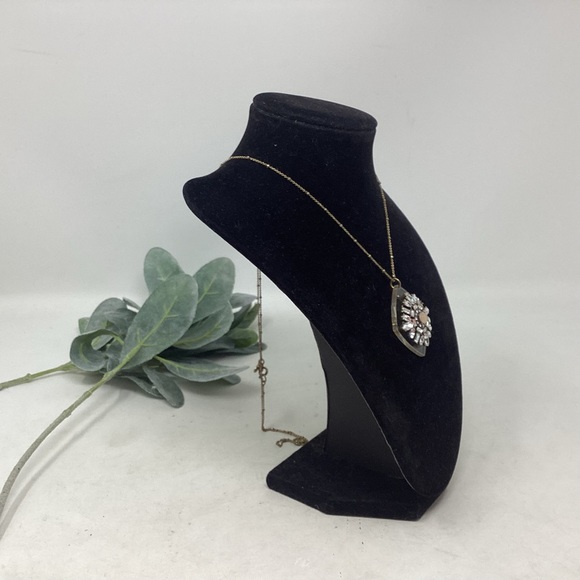 Vintage Gold Tone ANN TAYLOR Rhinestone Pendant Necklace - Picture 2 of 6